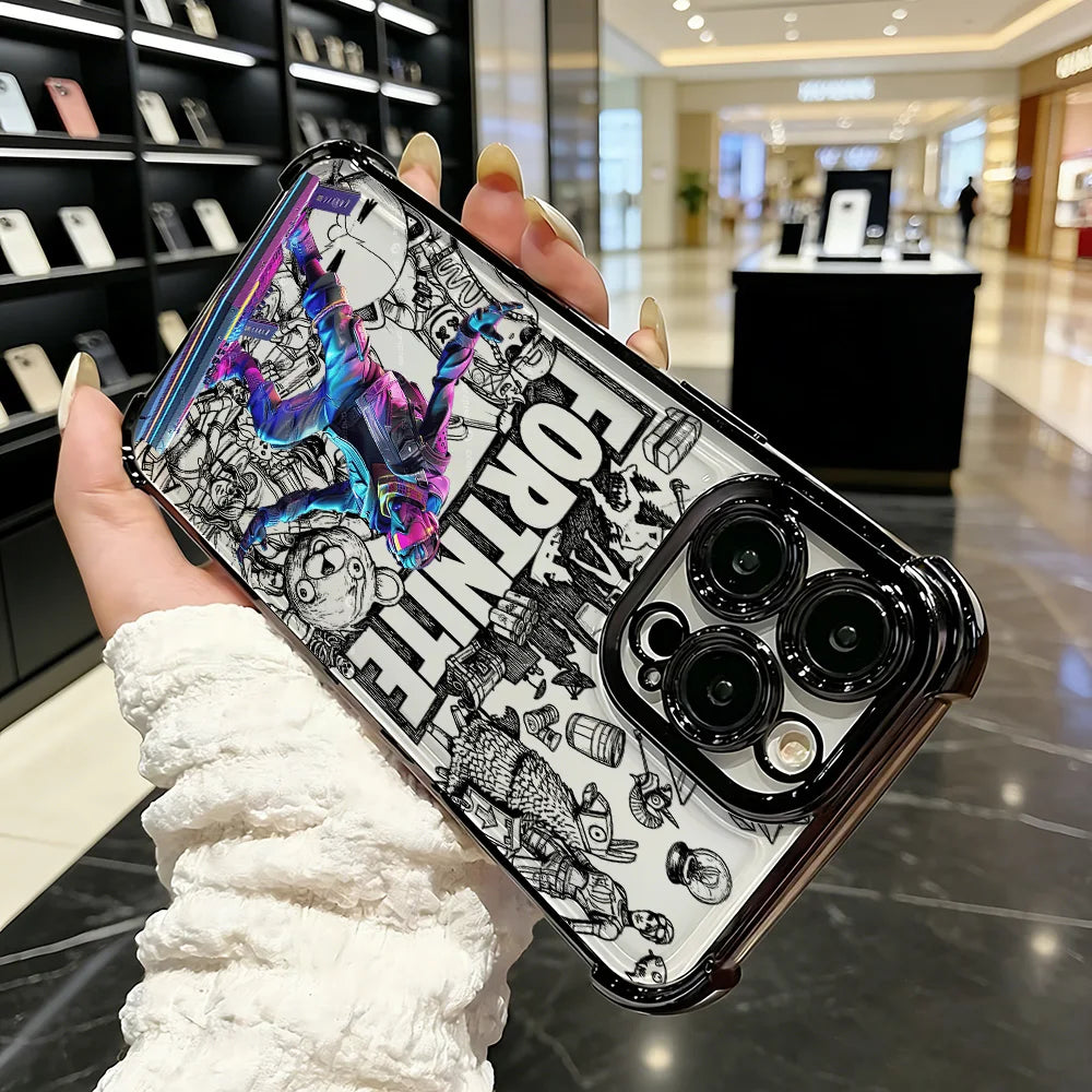Capa de Telemóvel FortniteS Popular Game com Revestimento para iPhone 17 17e 16e 16 15 14 13 12 11 Pro Max X XR XSMax 7 8 Mini Air Plus Antichoque