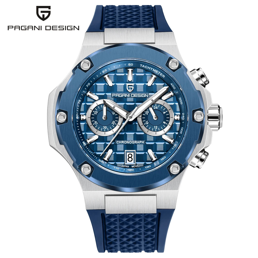 Orologi al quarzo da uomo PAGANI DESIGN – Cronografo sportivo di lusso, impermeabile, dotato di lancette luminescenti e vetro zaffiro con trattamento antiriflesso