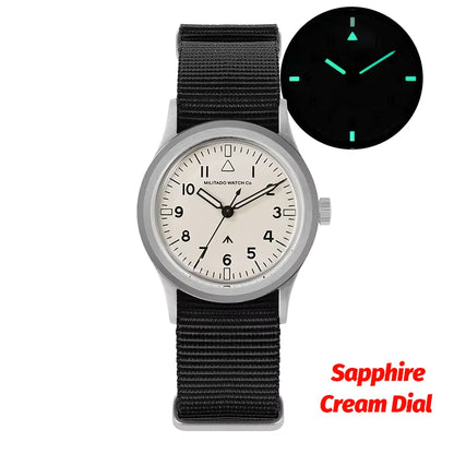 Militado ML14 Quartz Watch Cream Dial VH31/VH65 Sweep Movement Bubble K1/ Sapphire Luminous 36Mm Vintage Watches 100M Waterproof