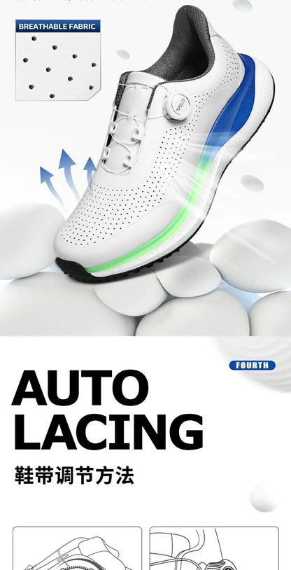 PGM Golf Men’s Sports Sneakers Super Soft Popcorn Midsole Knob Lace Anti-Slip Breathable Golf Shoes