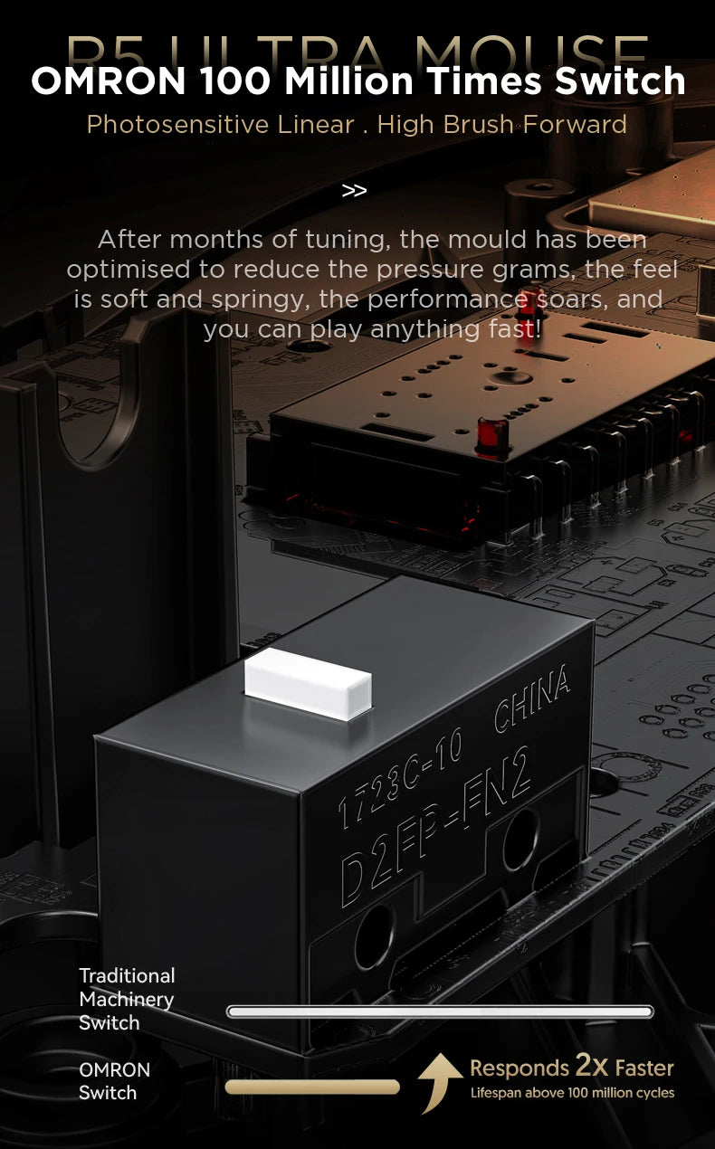 Rato Gaming Sem Fios ATTACK SHARK R5 Ultra em Fibra de Carbono, Sensor Gaming PixArt PAW3950MAX, 42000DPI, 8000Hz, MCU Nordic 52840