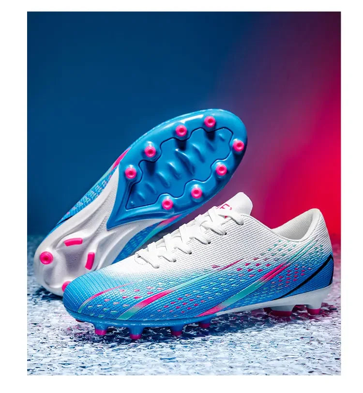 High Top Waterproof Football Boots Men Anti Slip Durable Spikes Design Breathable Lining Outdoor Grass Court Professional Soccer