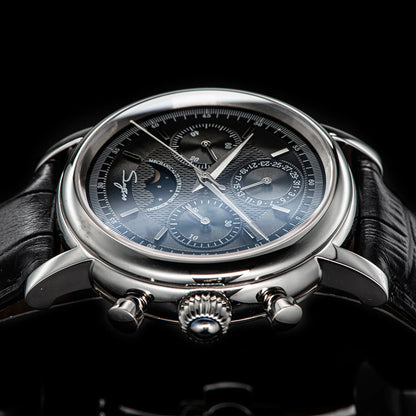 Sugess Men Watch ST1908 Swanneck Movement Mechanical Chronograph Wristwatch Genuine Moonphase Calendar Vintage Leather NEW 2023
