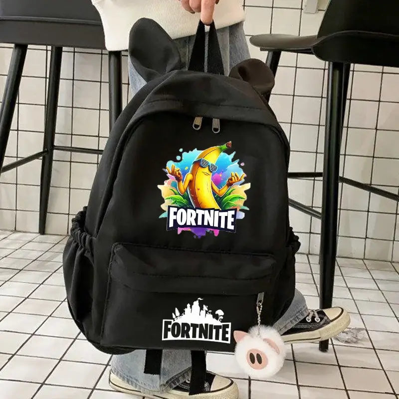 New Fortnite Cartoon Backpack Boy Girl Casual Schoolbag Large Capacity Student Bag Rabbit Ears Travel Backpack Stationary Gift