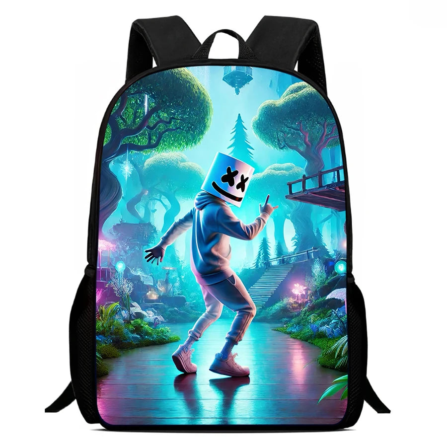 Mochila leve Fortnite Cartoon de 15 polegadas com alças ajustáveis para crianças, saco escolar diário para meninos e meninas dos 5 aos 9 anos