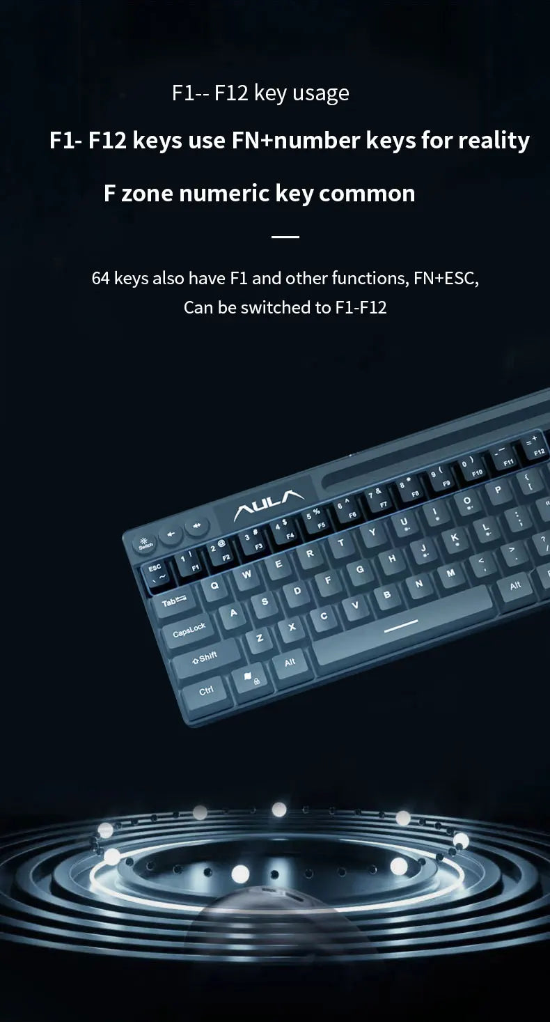 AULA F3061 Mechanical Touch Feel Keyboard 61 Keys Wired Mini Keyboard RGB Backlight Keyboard Desktop Laptop Game Keyboard
