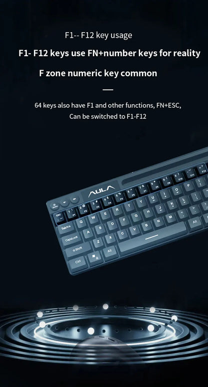 AULA F3061 Mechanical Touch Feel Keyboard 61 Keys Wired Mini Keyboard RGB Backlight Keyboard Desktop Laptop Game Keyboard