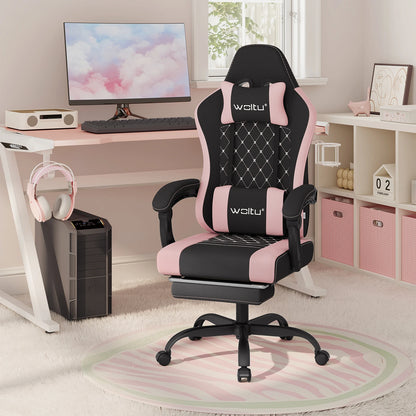 WOLTU Massage Gaming Chair Ergonomic Gamer Chair with Footrest, Lumbar Support, Adjustable Headrest, Swivel Computer Office Chair