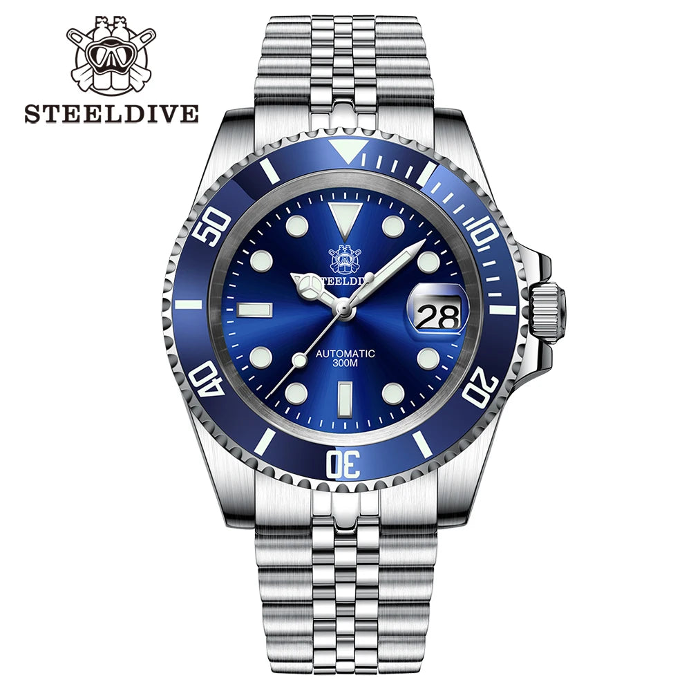 SD1953 STEELDIVE Brand Ceramic Bezel 41mm Steeldive 30ATM Water Resistant NH35 Automatic Mens Dive Watch  with Milled Clasp