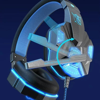 Auscultadores Gaming HOMEFISH SY830MV RGB com Microfone – Auscultadores Gaming Over-Ear com Fio para PC, PS5, Xbox e Nintendo Switch, Headset Esports Leve com Som Surround 3D