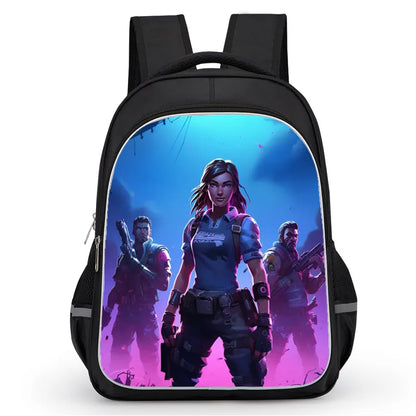 16 Inch Fortnite Cartoon Backpack Unisex for Boys and Girls with Dual Zippers Large Capacity Lightweight Student Backpack