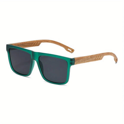 1/2pcs New Square Casual Sunglasses Wood Grain Spring Hinges UV400 Protection Unisex Outdoor Daily Eyewear
