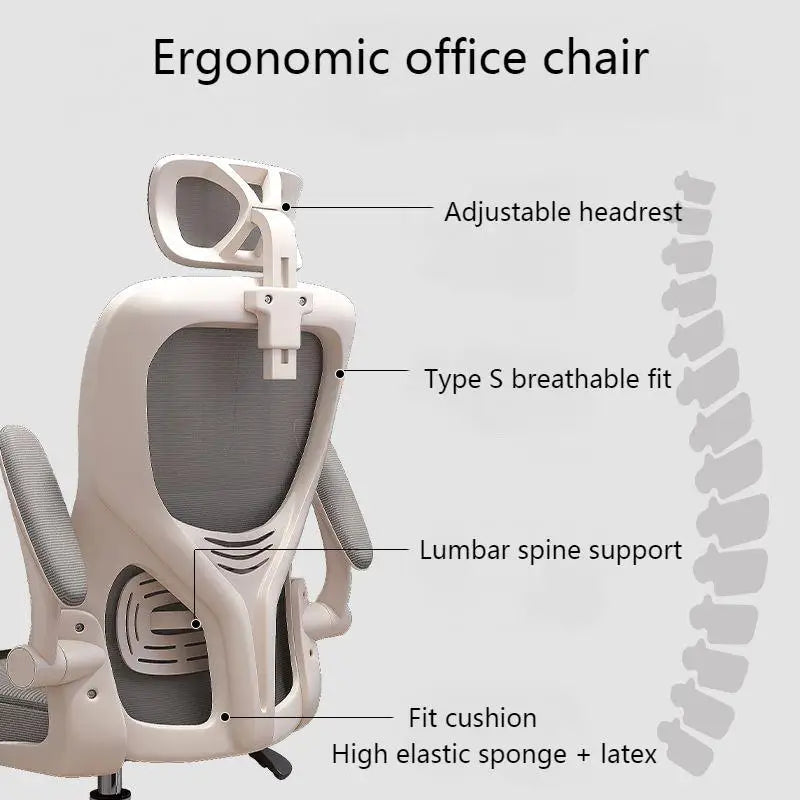 Nova cadeira de computador giratória em malha, confortável para casa, com elevação, ergonómica, para uso prolongado, dormitório, escritório, estudo e eSports