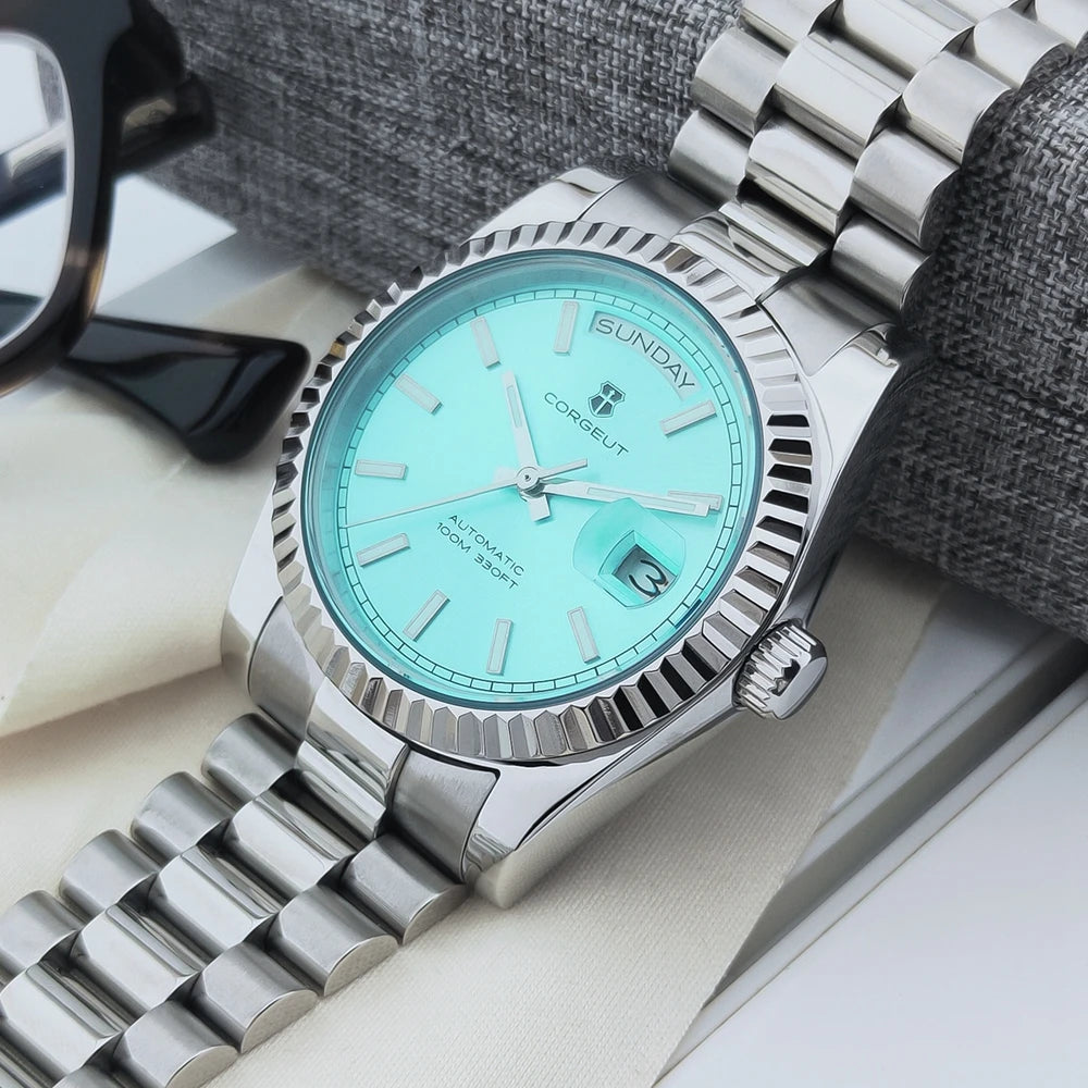 Orologio da uomo Corgeut Luxury 36MM ST1644 automatico meccanico con zaffiro, Relógio Masculino 10BAR, day, swim e dress watch
