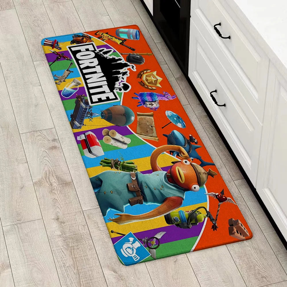 Tapete de Entrada Fortnite para Porta Principal, Antiderrapante, Tapete de Cozinha, Sala de Estar, Varanda e Casa de Banho, Tapete de Chão / Carpete