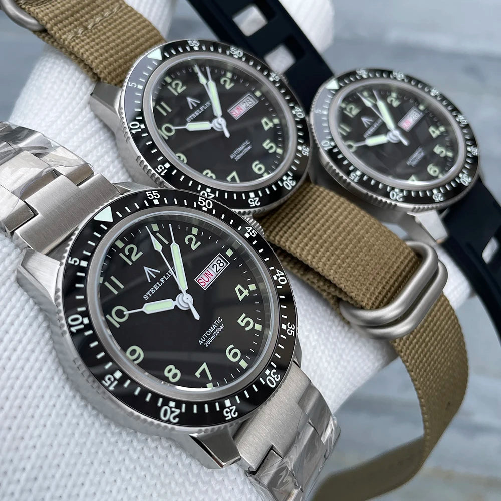 STEELFLIER Official SF787 Dive Luxury Wristwatches Double Calendar NH36 Movement Super Luminous 200M Waterproof Mechanical Watch