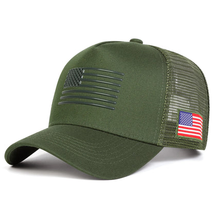 Casquettes de baseball unisexes brodées au drapeau américain, en filet, pour le printemps et l’été, ajustables, décontractées, anti-UV, casquettes de sport