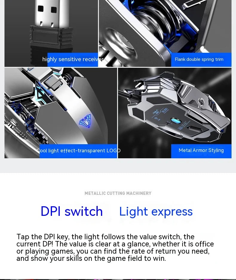 AULA mouse Multifunctional Gaming Side Keys Mouse Rechargeable Mecha style Mice 2.4 G Wireless Ergonomics Dpi adjustable Gamer