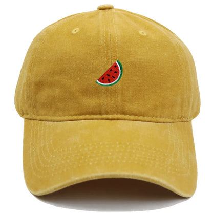 Printed Watermelon Baseball Cap Men's Washed Soft Top Retro Dad Hats Women's Casual Versatile Fashion Trend Duck Tongue Caps