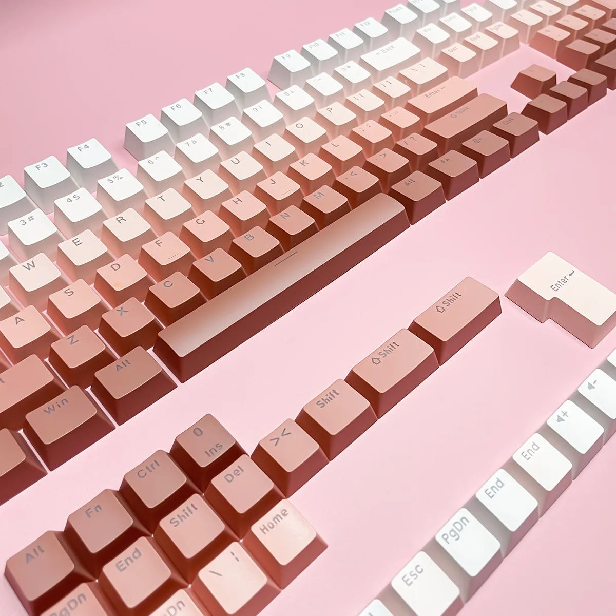 Keycap RGB gamer retroilluminati a gradiente per tastiera meccanica con switch MX, profilo OEM, PBT bianco e blu, layout ISO, tasti fai da te