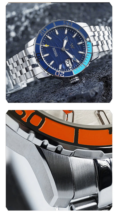 WM Watch Automatic Mechanical Watches NH35 Anti-reflective 200 Water Resistant Sapphire Crystal Welly Merck Watch WM206
