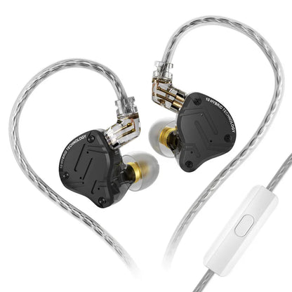 Auscultadores In-Ear com Fio KZ ZS10 Pro X, HiFi, Graves de Monitorização, Cabo Amovível e Microfone