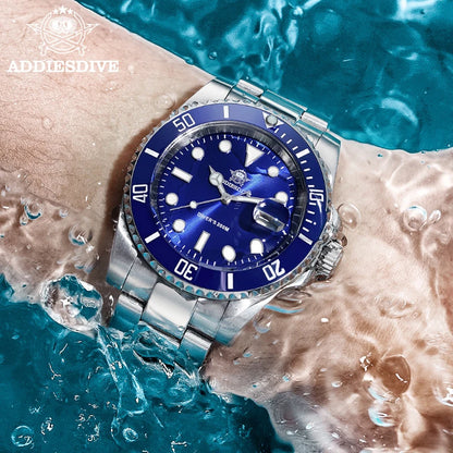ADDIESDIVE Edelstahl-Uhr für Herren, europäische und amerikanische Business-Freizeit-Quarzuhr, wasserdichte Outdoor-Sportuhr