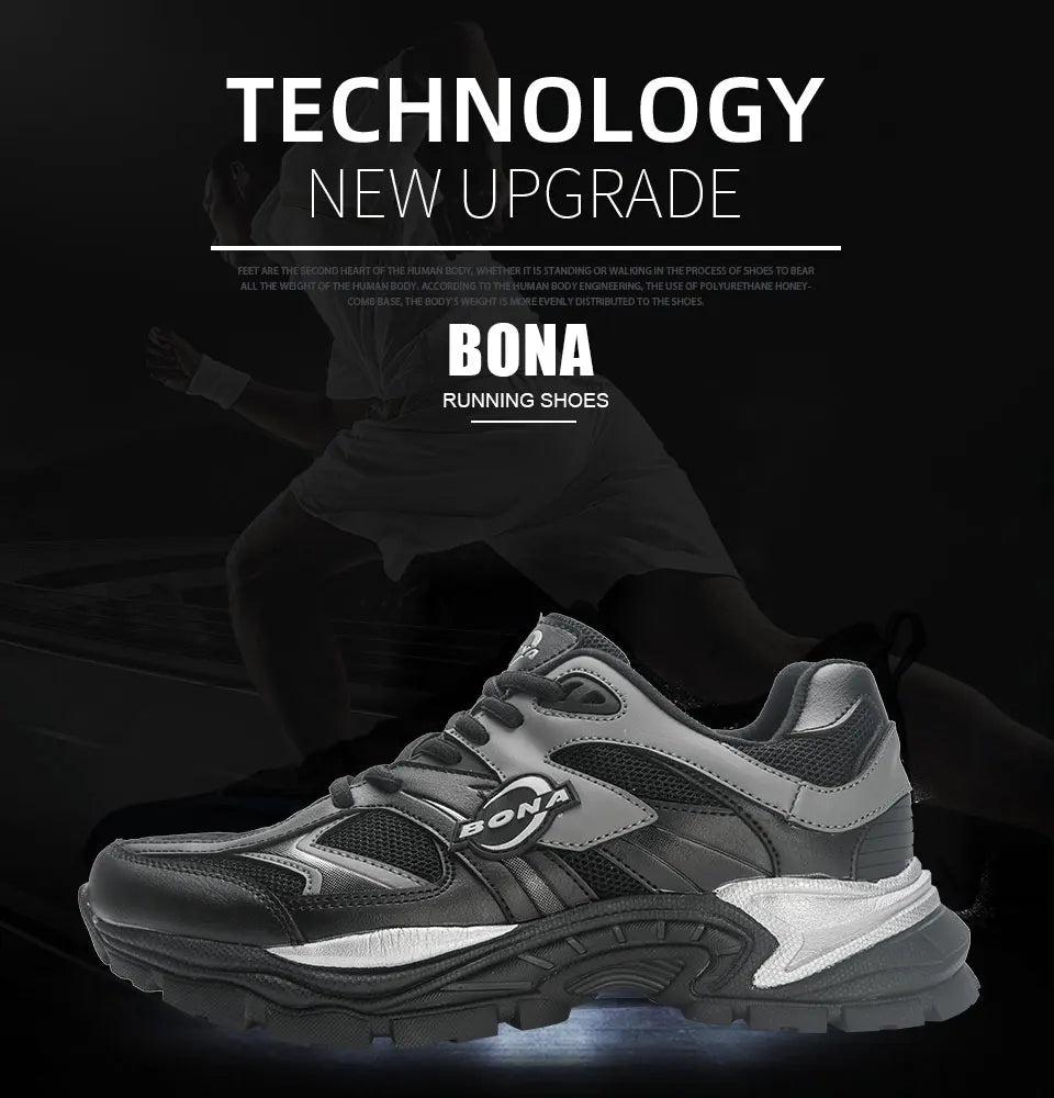 BONA New Designers Breathable Road Running Shoes Casual Shoes Man Athletic Walking Footwear Men Outdoor Jogging Masculino