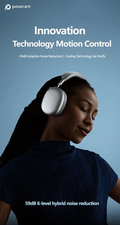 Auriculares inalámbricos Picun F8MAX ANC con cancelación activa de ruido híbrida de 59dB, audio espacial, Bluetooth 6.0, diseño over-ear y hasta 180H