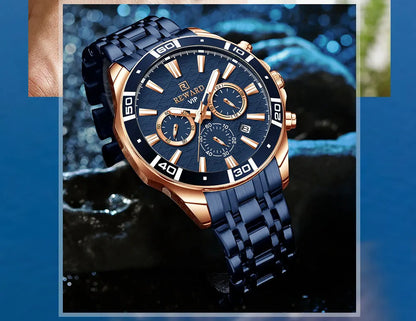 REWARD Mens Watches Waterproof  Luminous Quartz Wristwatch Business Stainless Steel Strap with gift box