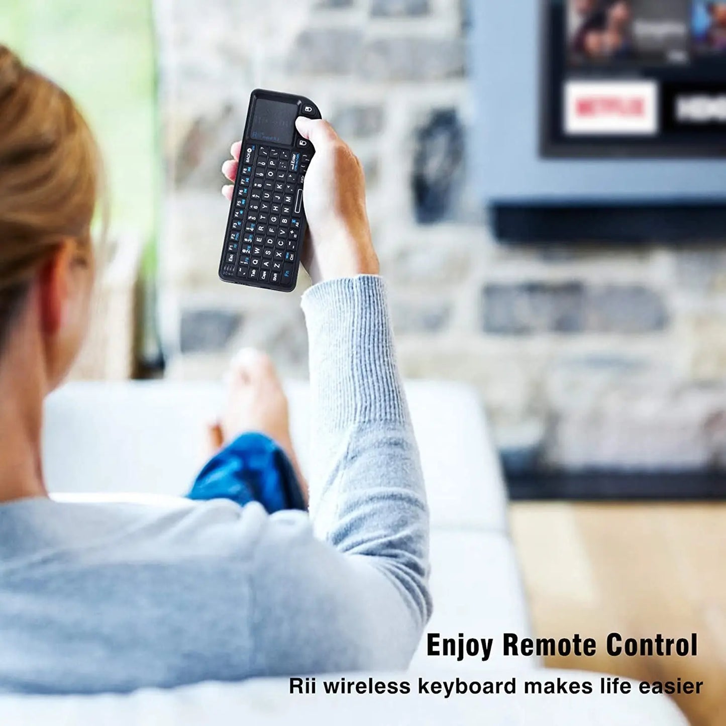Teclado inalámbrico mini original Rii X1 de 2.4GHz en inglés/RU/ES/FR con panel táctil para Android TV Box/PC/portátil