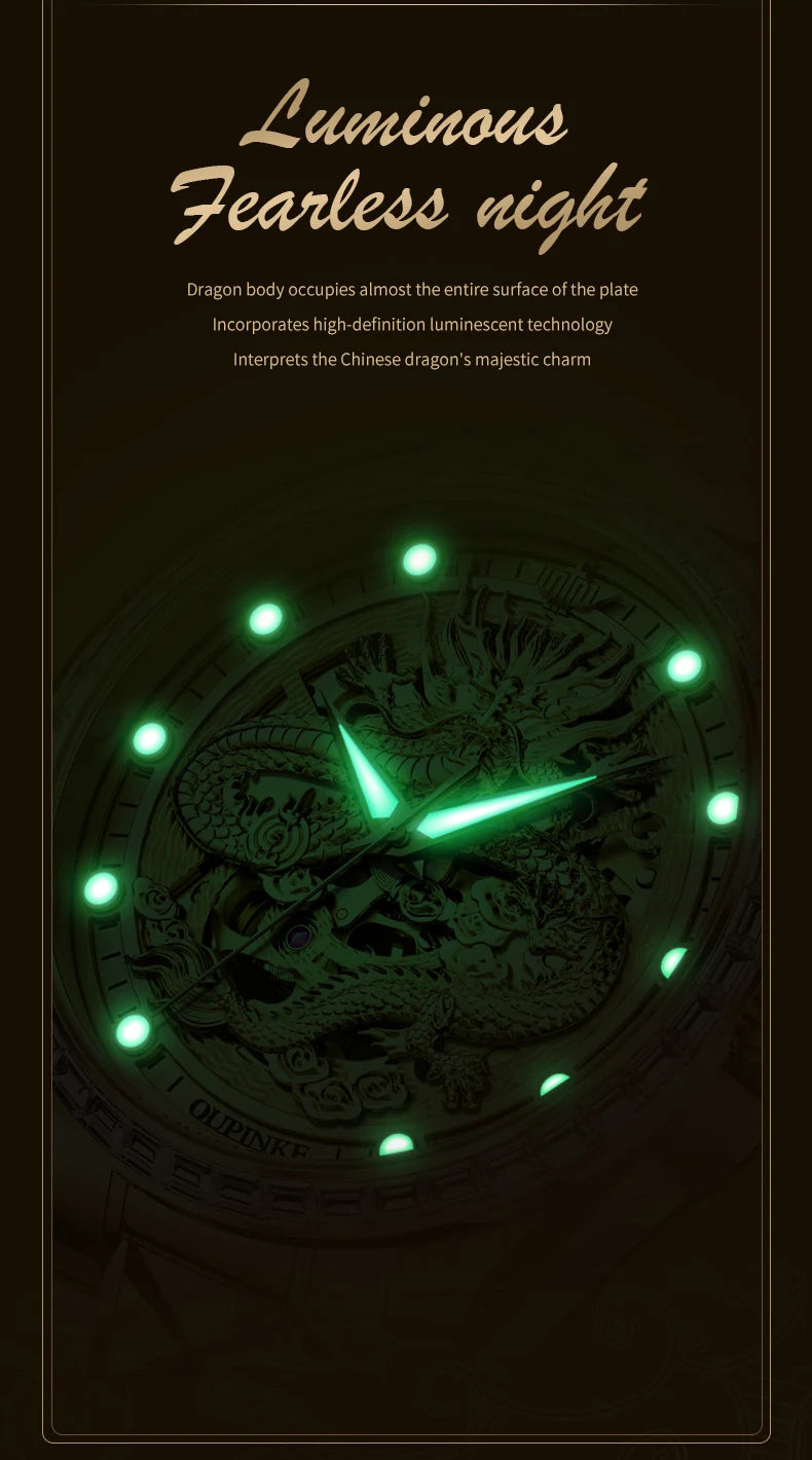 OUPINKE Orologio da uomo Top Brand di lusso in oro e acciaio al tungsteno, orologio da polso meccanico automatico originale con quadrante con motivo drago