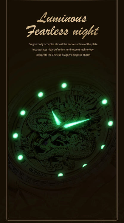 OUPINKE Orologio da uomo Top Brand di lusso in oro e acciaio al tungsteno, orologio da polso meccanico automatico originale con quadrante con motivo drago