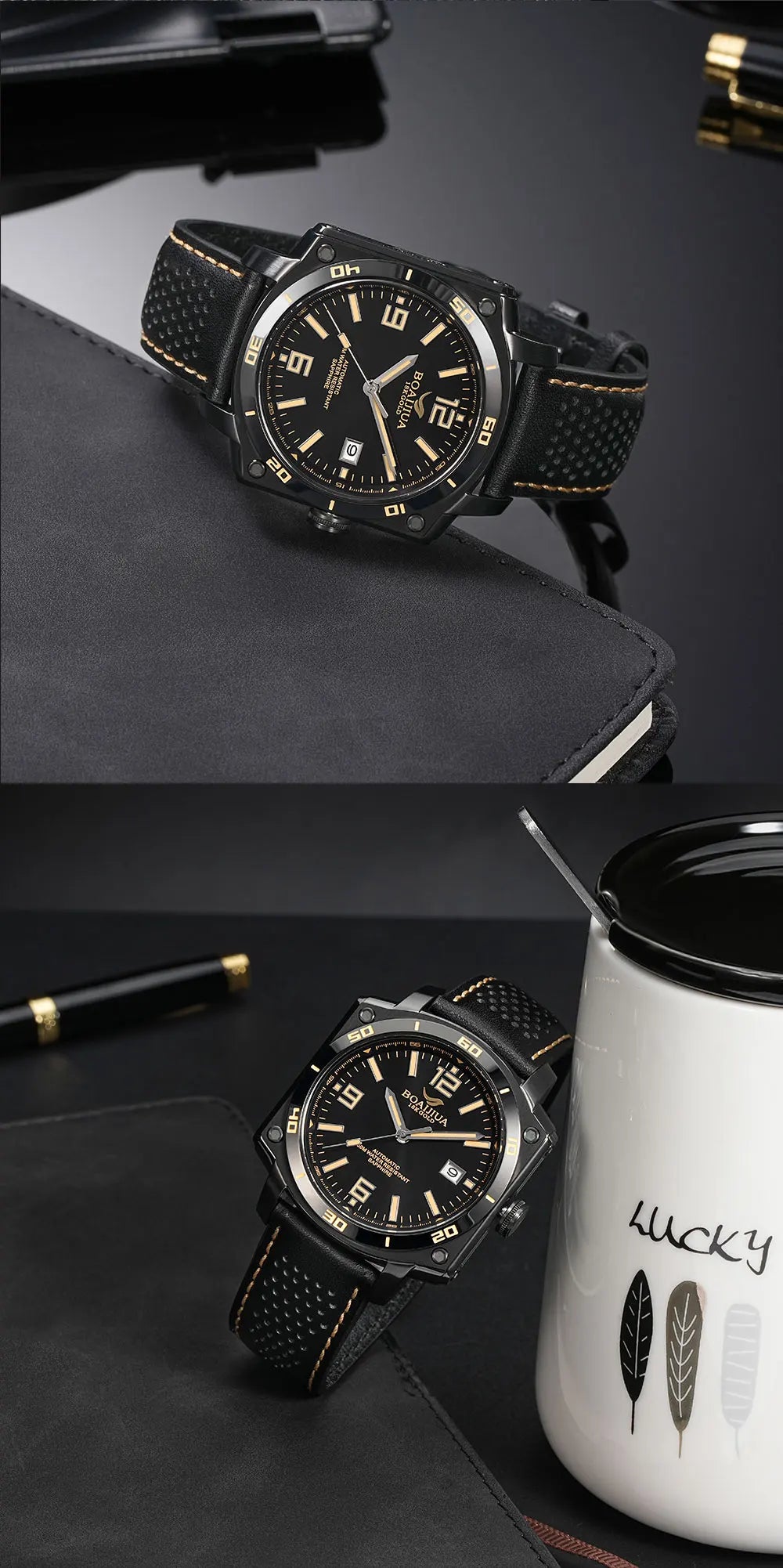 BORIAGE(BOAIJIUA) NH35 Fully Automatic Mechanical Men's Watch Original Design Mechanical Watches  Luminous Wristwatch