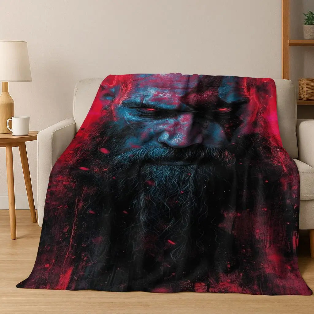 Classics God of War Kratos 3A Game Gamer Flannel Blanket,Warm and Cozy Soft Throw Blanket for Home Bedroom Bed Sofa Kid Gift