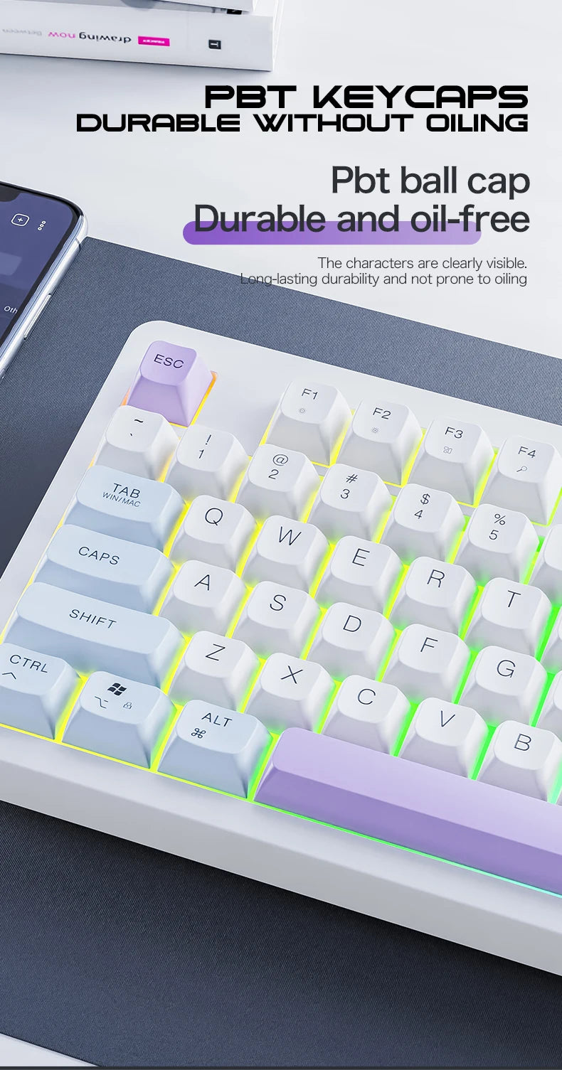 Teclado XUNFOX TK100 inalámbrico 2.4 Bluetooth de doble modo para gaming, silencioso, oficina y portátil, universal