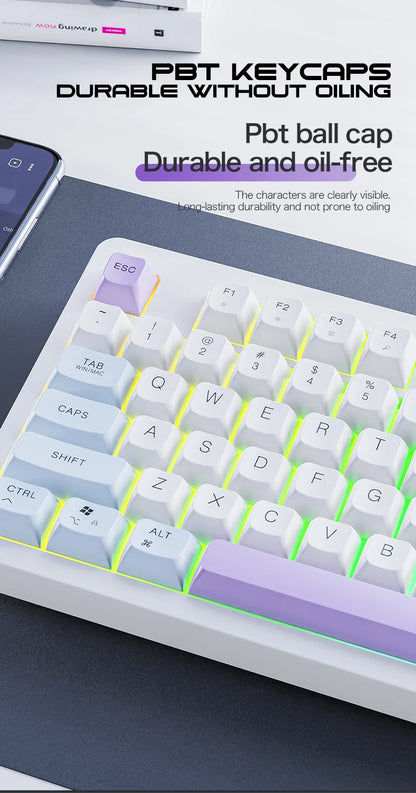 Teclado XUNFOX TK100 inalámbrico 2.4 Bluetooth de doble modo para gaming, silencioso, oficina y portátil, universal