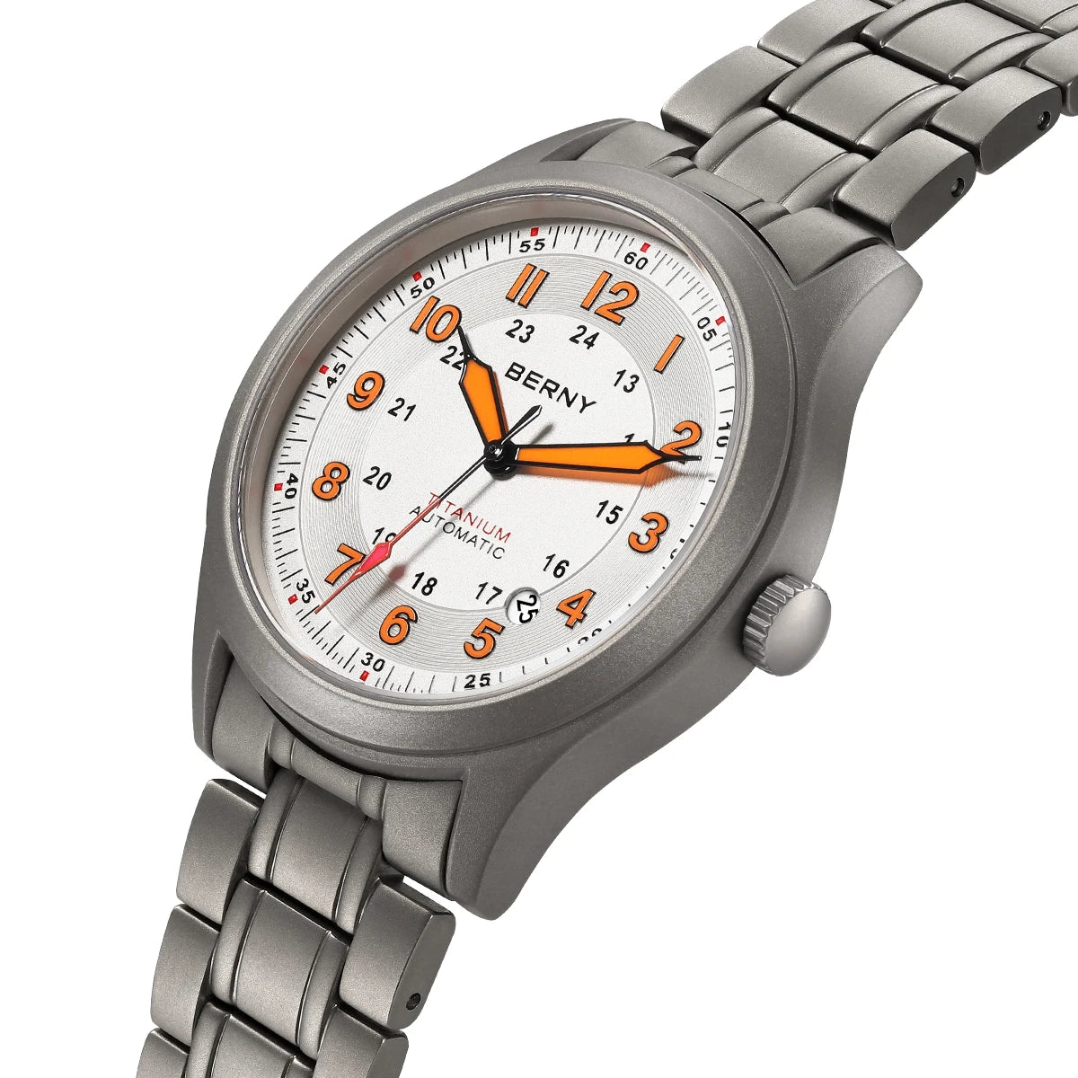 BERNY Automatic Full Titanium Watches for Men Sapphire Super Luminous Mechanical Field Watch Date 10ATM Sports Easy Read