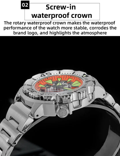 ADDIESDIVE luxury men's skeleton automatic watch sapphire glass BGW9 luminous diver's watch 200m men analog mechanical watches