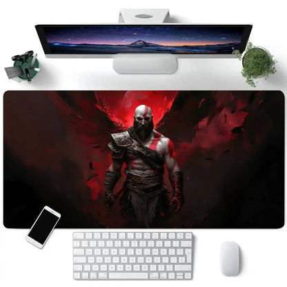 Game God Of War Kratos Mousepad Large Keyboard Desk Mat Gaming Mouse Pad LockEdge Non-slip Mat
