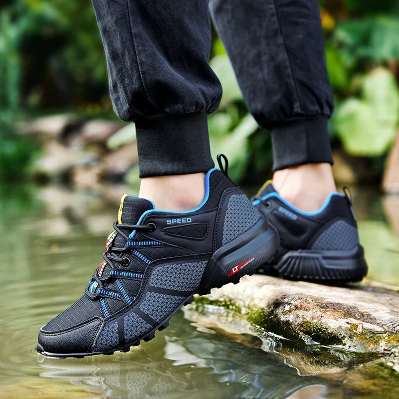 Sapatos de Caminhada para Homem Todo-o-Terreno, Calçado Desportivo Outdoor em Malha Respirável, Antiderrapante e Resistente ao Desgaste, Sapatos de Caminhada e Ciclismo Outdoor