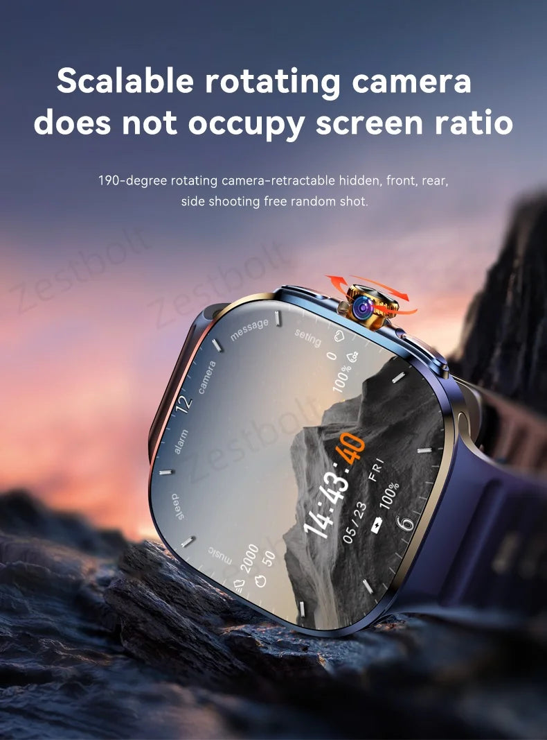 Original M99 Smartwatch 2.4 inch Amoled Screen insert 4G/5G Sim Card GPS WIFI 190° Rotating Camera Game Android 10.0 Smart Watch