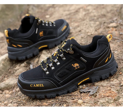 Classic Black Men's Hiking Shoes Outdoor Low-Cut Climbing Walking Shoes Trekking Sneakers Non-Slip Mountaineering Shoes for Men