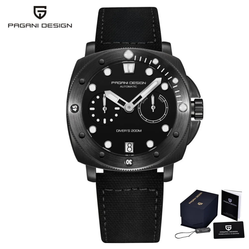 PAGANI DESIGN Men Mechanical Watch Luxury Sapphire Glass Luminous Automatic Watch 200M Waterproof Stainless Steel Watch For Men