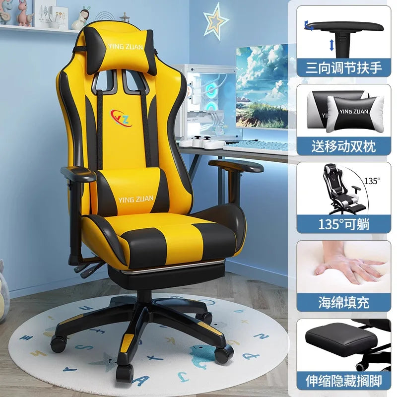 Sedia da gaming Sedia per computer Comoda seduta reclinabile Gaming LIVE Casa per studenti in dormitorio Ergonomia per uso sedentario