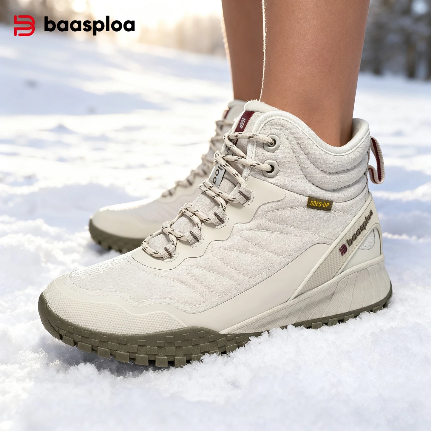 Baasploa Winter Women’s Sneakers Plush Warm Snow Boots Non-Slip Waterproof Shoes Women’s Outdoor Boots Walking Shoes