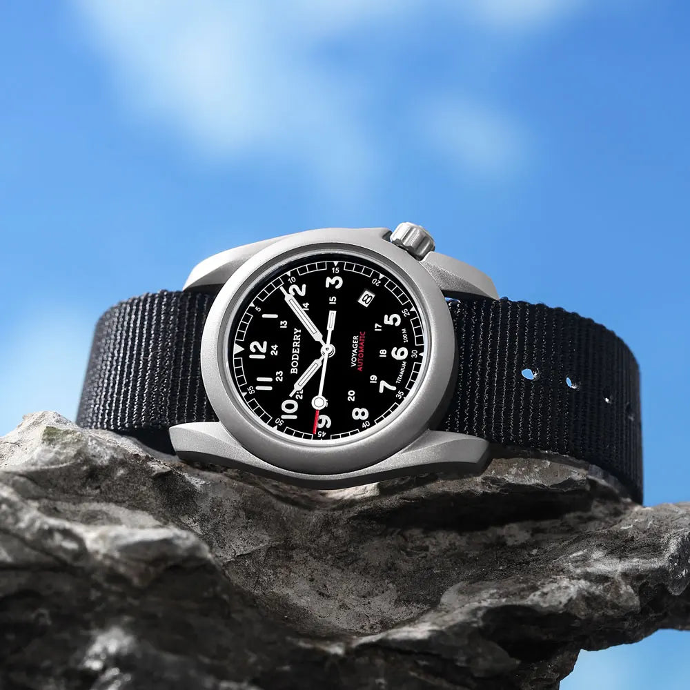 Boderry Field Watch VOYAGER Men's Watches 100M Waterproof Titanium Automatic Luminous For Seiko Movement Wristwatch