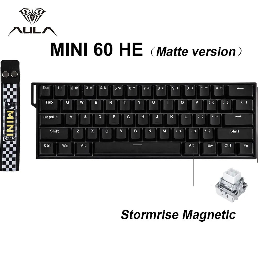 Teclado Gaming Mecânico AULA Mini60 HE/Pro/Max 60% com Switches Magnéticos, RGB, Tri-Mode, 8000Hz, RT 0.01mm, para E-Sports e Presentes