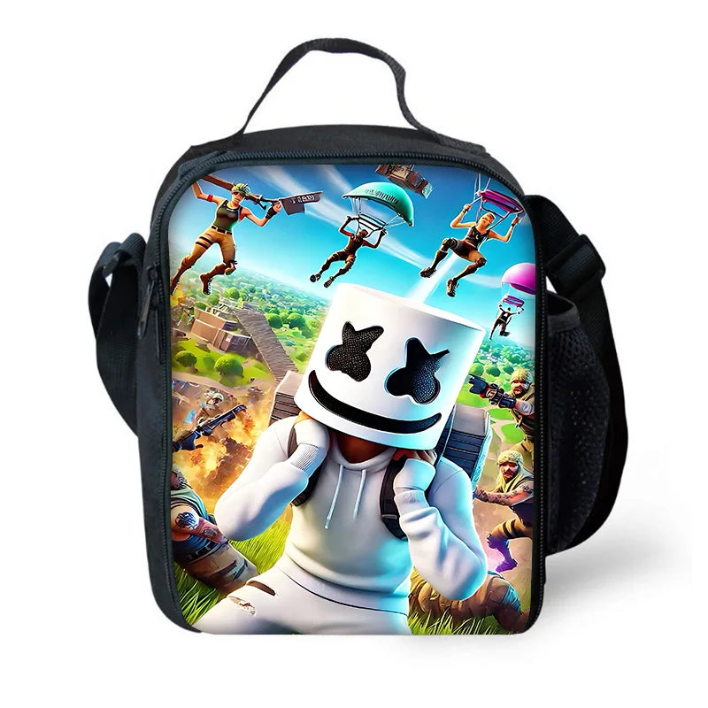 Hot Game Shooting Fortnite Child Insulated Large Capacity Bag for Boys and Girls, Student Outdoor Reusable Thermal Cooler Lunch Box