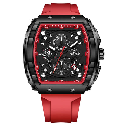 Relógio de Homem LIGE — Moda de Luxo, Impermeável, Bracelete em Silicone, Quartzo, Luminoso, Desportivo, Data Automática e Cronógrafo Simples